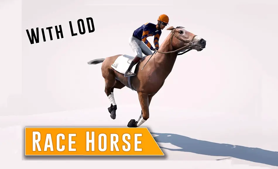 Unity资产 – Race Horse & Jockey with LOD