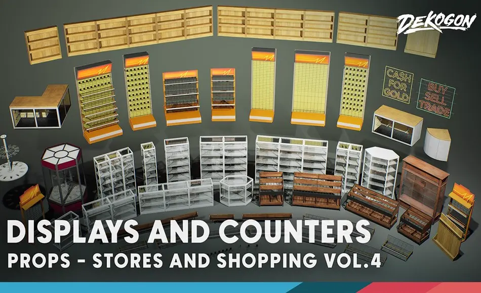 【UE5】展示柜道具包 Stores VOL.4 – Displays and Counters (Nanite & Low Poly) 【UE5】展示柜道具包 Stores VOL.4 – Displays and Counters (Nanite & Low Poly)