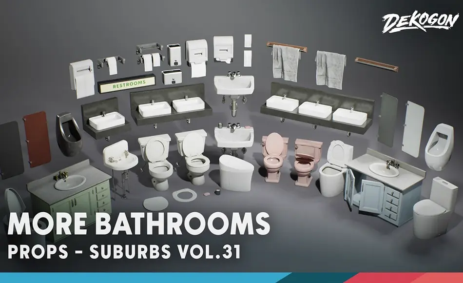 【UE5】卫浴道具 Suburbs VOL.31 – More Bathrooms (Nanite and Low Poly) 【UE5】卫浴道具 Suburbs VOL.31 – More Bathrooms (Nanite and Low Poly)