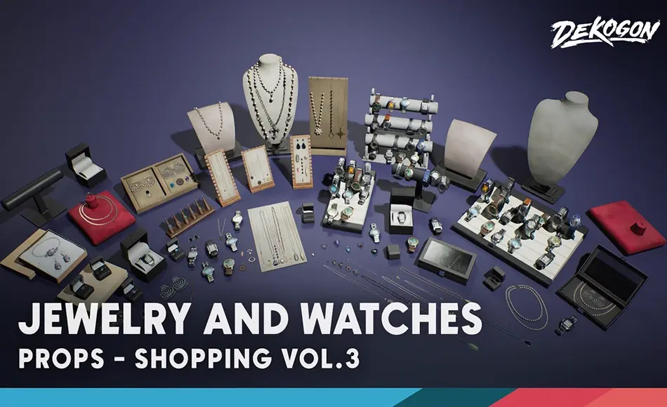 【UE5】珠宝道具 Stores VOL.3 – Jewelry and Watches (Nanite & Low Poly) 【UE5】珠宝道具 Stores VOL.3 – Jewelry and Watches (Nanite & Low Poly)