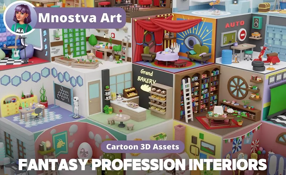 Unity场景 – 奇幻卡通房间 Fantasy Cartoon Profession Rooms Unity场景 – 奇幻卡通房间 Fantasy Cartoon Profession Rooms