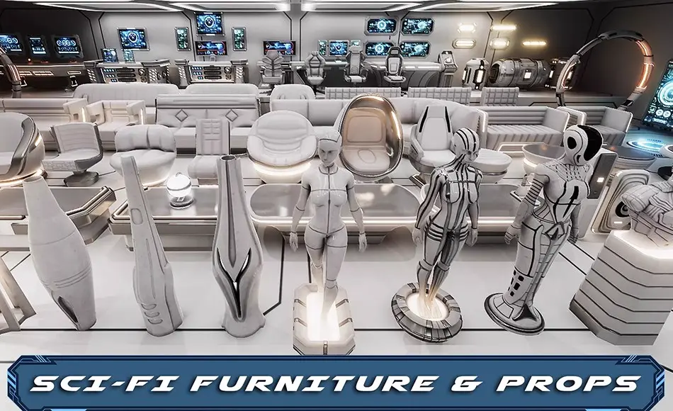 Unity资产 – 科幻家具道具 Sci-Fi Furniture And Props