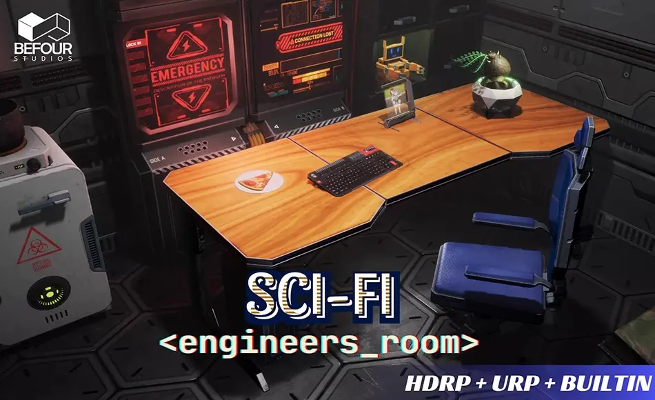 Unity资产 – 科幻房间环境 SciFi Engineer’s Room Environment
