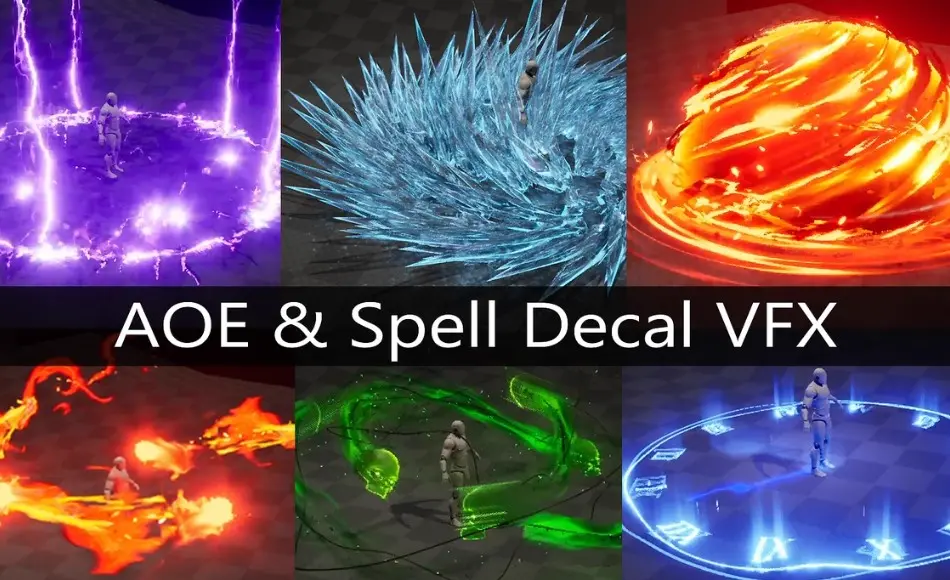 【UE5】法术贴花特效 AOE and Spell Decal VFX ( with SFX )