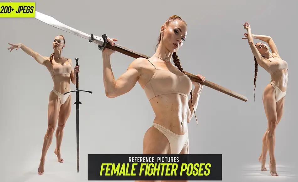 200 张女战士战斗姿势参考图片 Female Fighter Poses