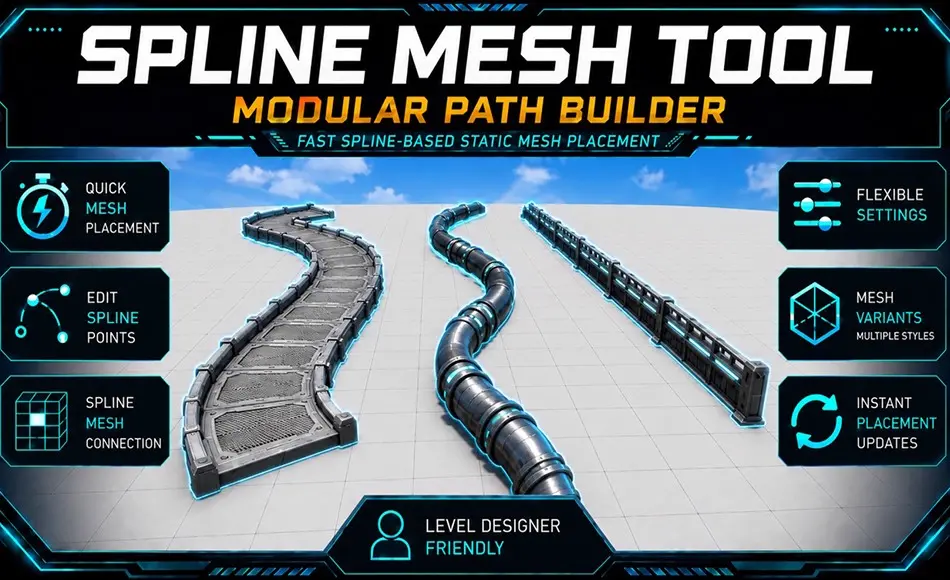 【UE5】模块化路径构建器 Spline Mesh Tool – Modular Path Builder