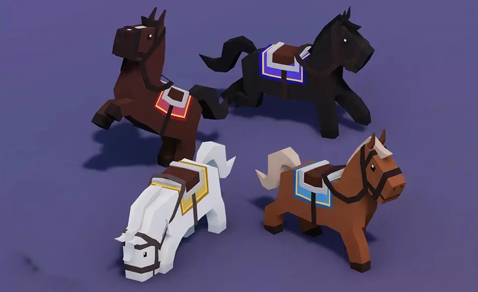 Unity资产 – 马匹坐骑扩展包 Horse Mounts Expansion Pack Toon Series