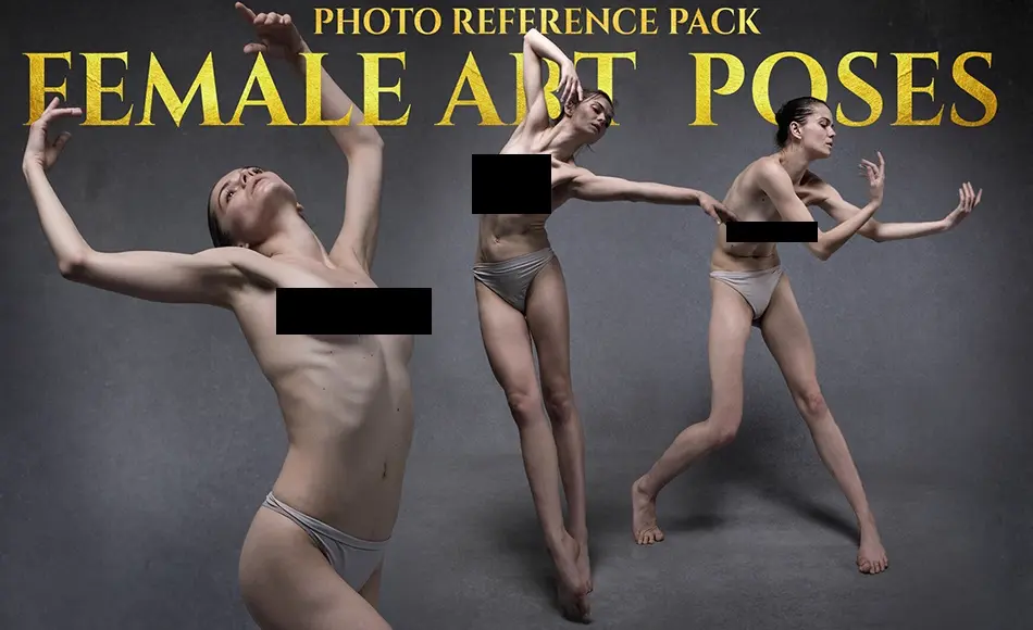 1000 张女性艺术姿势照片参考包 A Female Art Poses Photo reference pack for artists 1016 JPEGs noAI