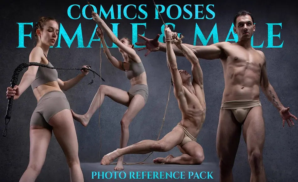 620 张漫画角色动态姿势参考照片 Comics Poses (Female and Male) – Reference Photo Pack 620 JPEGs noAI