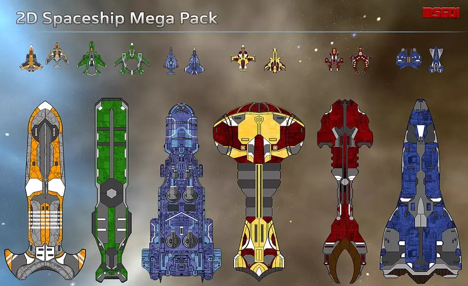 Unity资产 – 太空飞船资产包 2D Spaceship Mega Pack Unity资产 – 太空飞船资产包 2D Spaceship Mega Pack
