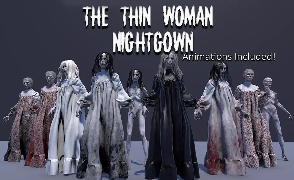 Unity角色 – 维多利亚服装幽灵 The Thin Woman: Nightgown Unity角色 – 维多利亚服装幽灵 The Thin Woman: Nightgown