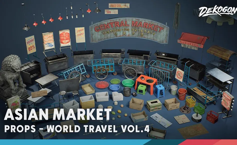 【UE5】世界旅行 World Travel VOL.4- Asian Market (Nanite + Low Poly)