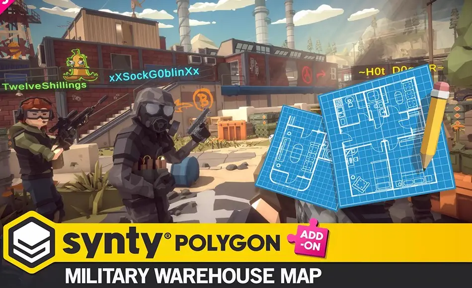 Unity资产 – 军事基地扩展包 POLYGON – Military Warehouse Map