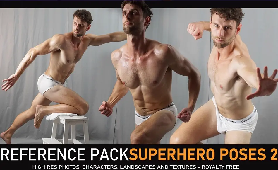 300 张超级英雄角色动态姿势 Superhero Poses 2 300+ Reference pictures including 360° Turnarounds