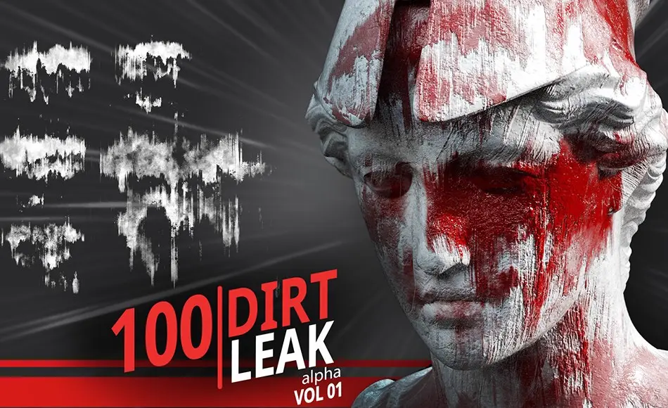100 张污渍贴图纹理 100 Dirt Leak Alpha – VOL 01