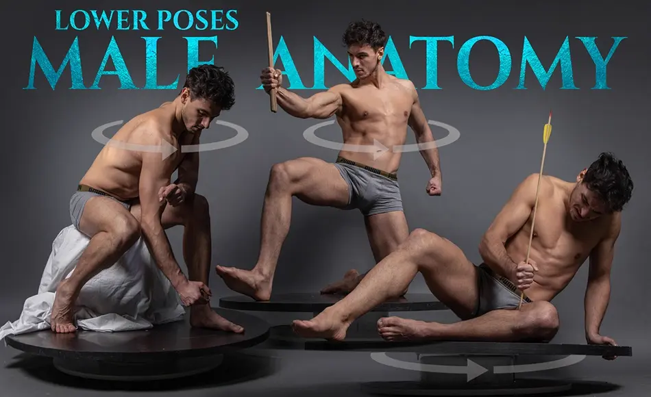545 张男性身体姿态肌肉解剖结构 Male Anatomy (Lower Turnaround Poses) – Reference Photo Pack 545 JPEGs noAI  by Satine Zillah • Seller Information