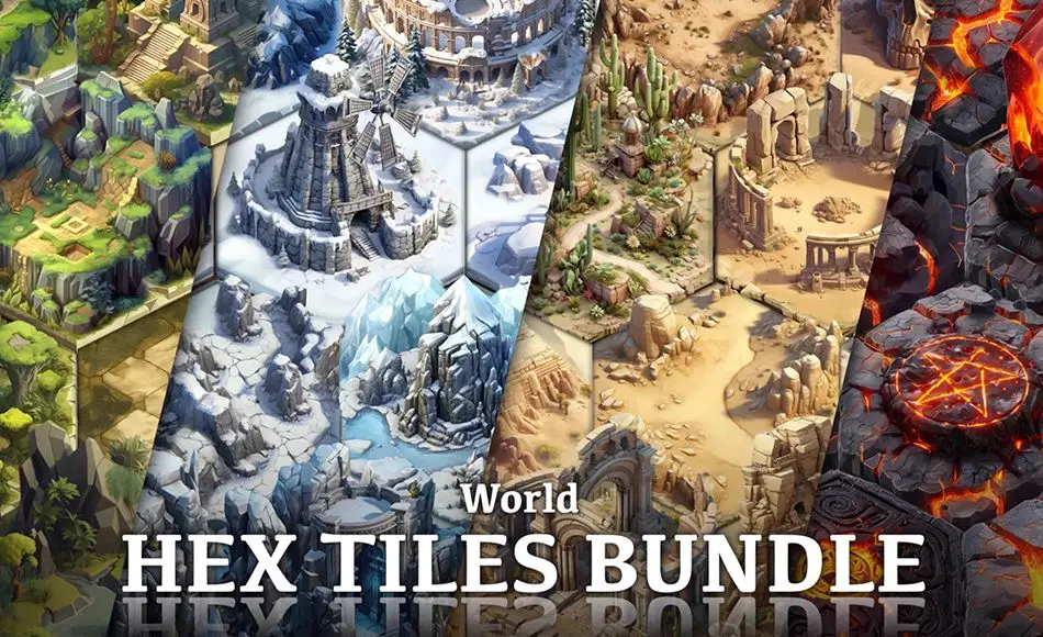 Unity资产 – 风格化奇幻地图 Hex Tiles World Bundle Unity资产 – 风格化奇幻地图 Hex Tiles World Bundle