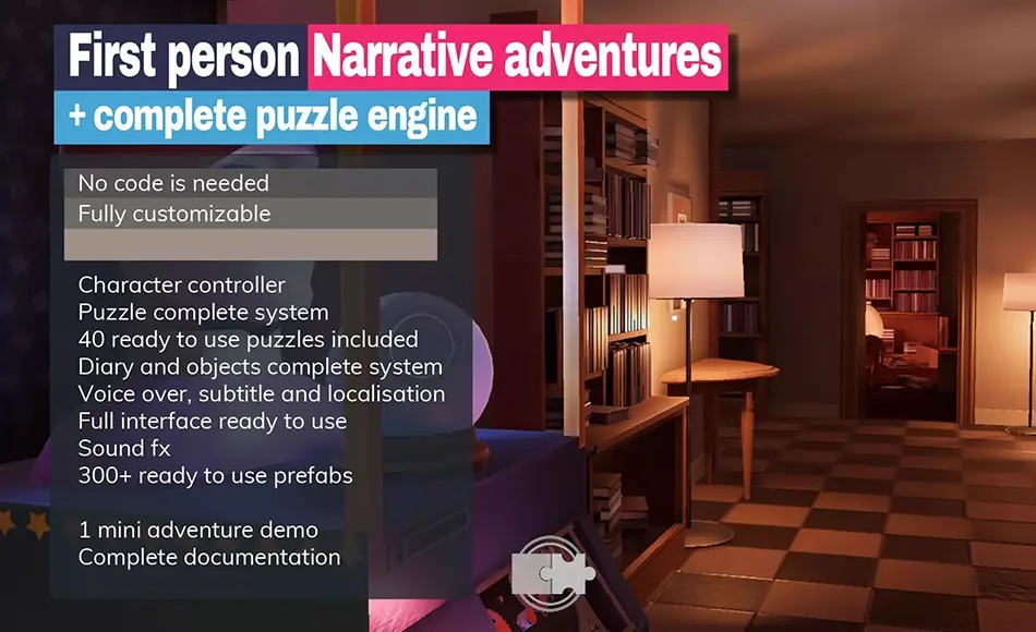 Unity开发 – 叙事冒险游戏开发模板 First person narrative adventures + complete puzzle engine