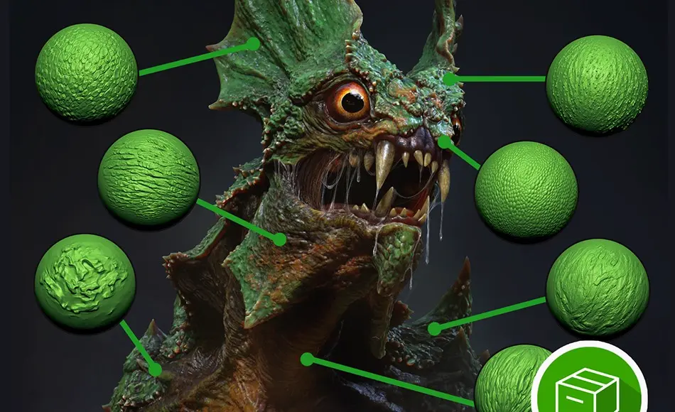 【中文字幕】Zbrush笔刷 – 生物纹理绘制皮肤笔刷 Creature Textures and Skin Brushes