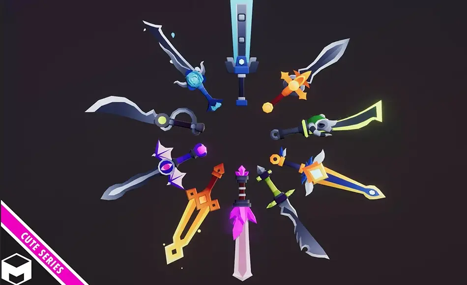 Unity资产 – 卡通风格武器 Swords Pack Cute Series