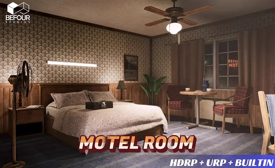 Unity场景 – 旅馆房间内部环境 Motel Room Interior Environment (Hotel, Level, Realistic)