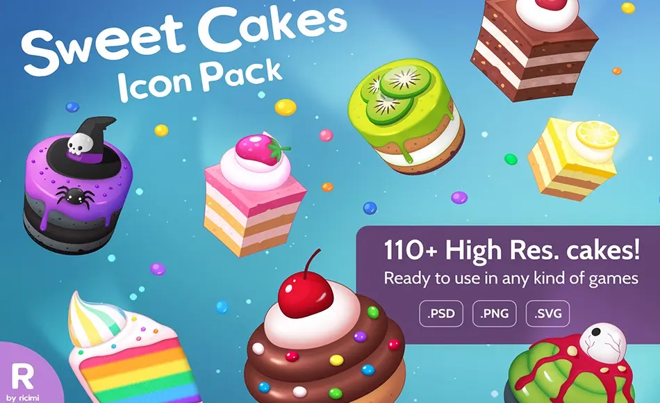 Unity资产 – 甜蛋糕图标包 Sweet Cakes Icon Pack