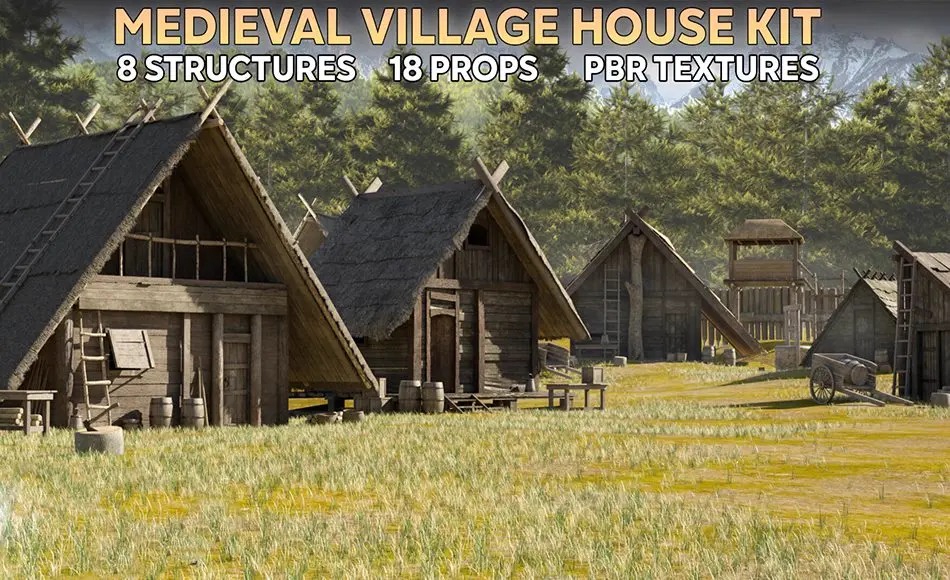 模型资产 – 中世纪村庄房屋 Medieval Village House Asset Pack 模型资产 – 中世纪村庄房屋 Medieval Village House Asset Pack