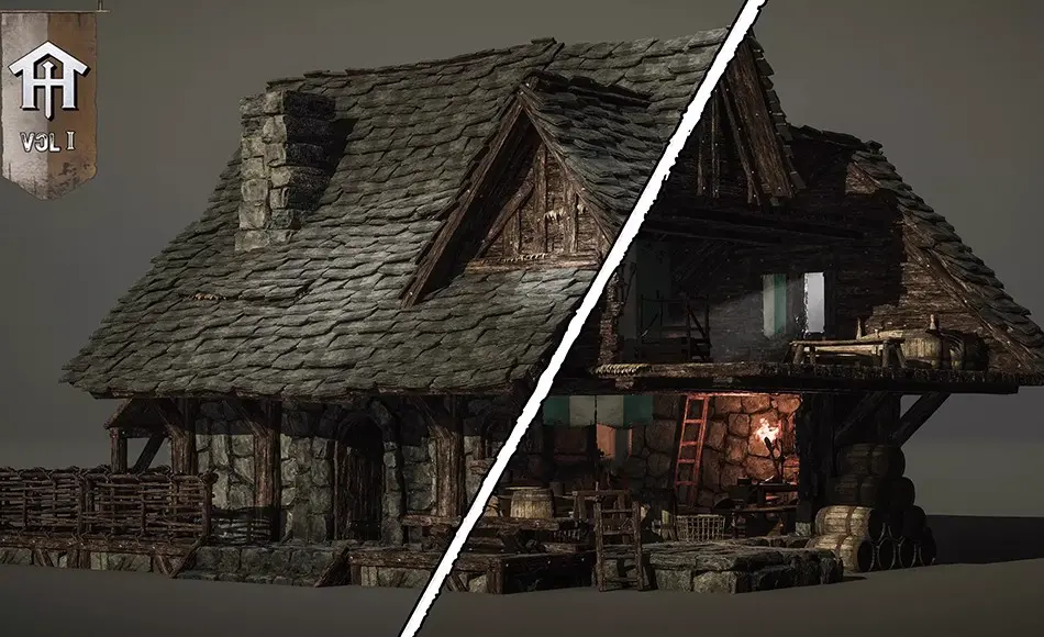 Unity资产 – 模块化房屋建造套件 House Forge: Modular House Building Kit (Modular Houses, Medieval Houses, House)