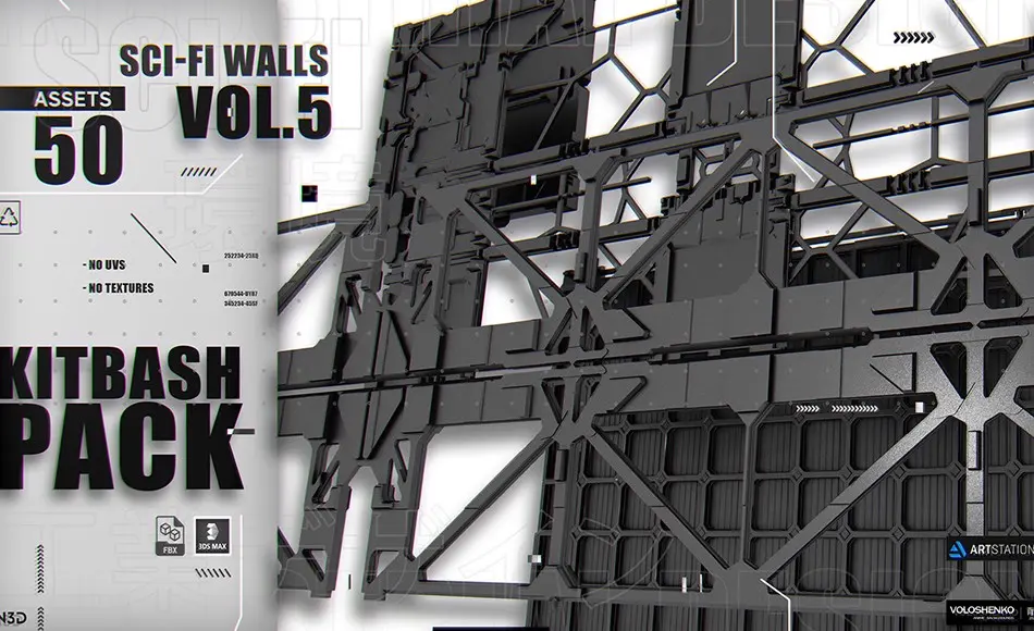 模型资产 – 科幻墙体资产 KITBASH PACK SCI-FI WALLS [Vol.5]
