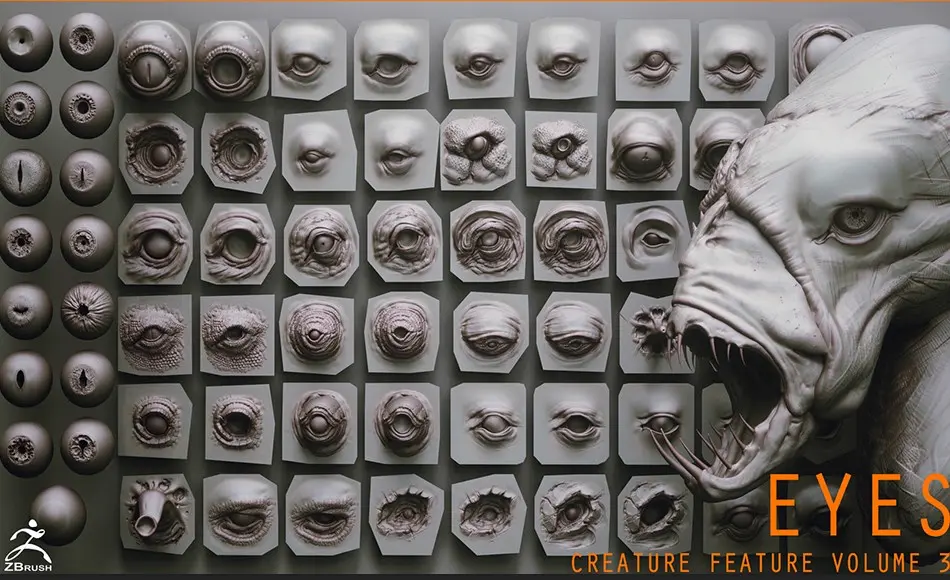 Zbrush模型 – 高精度生物眼球模型 28 Zbrush VDM creature eyes + 15 Eyeballs IMM brush Zbrush模型 – 高精度生物眼球模型 28 Zbrush VDM creature eyes + 15 Eyeballs IMM brush
