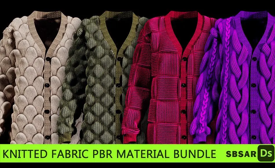10 组写实针织面料材质包 Knitted Fabric PBR material bundle vol2 (SBSAR + JPG texturesets)