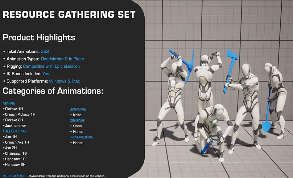 【UE5】资源收集动作动画 Resource Gathering Set