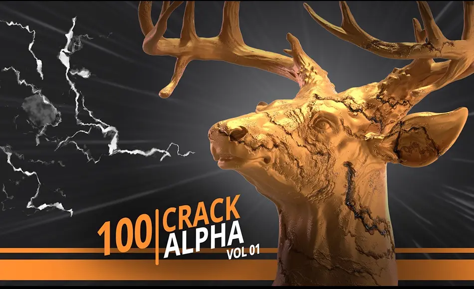 100 组裂痕纹理笔刷 100 Crack Alpha – Vol 01