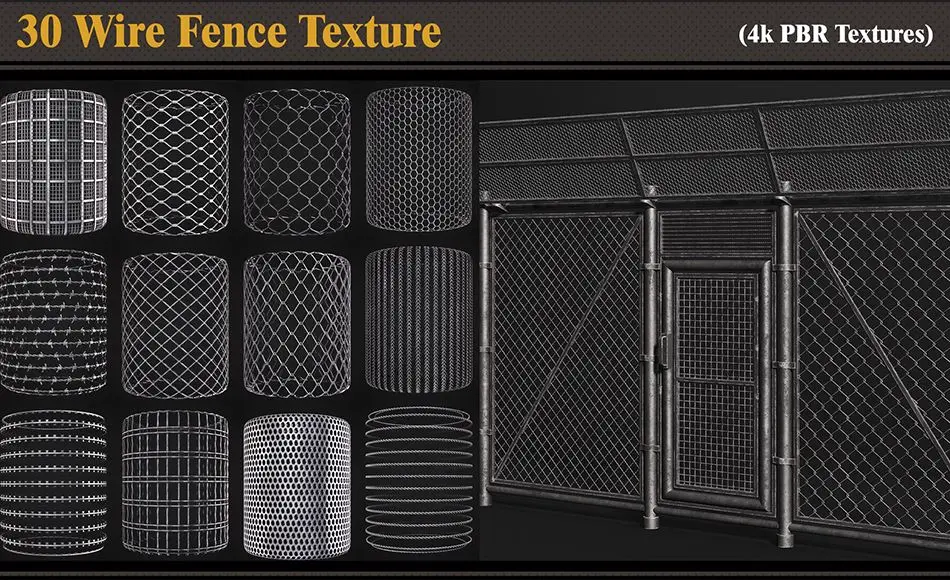 30 组写实铁丝纹理贴图 30 Wire Fence Texture