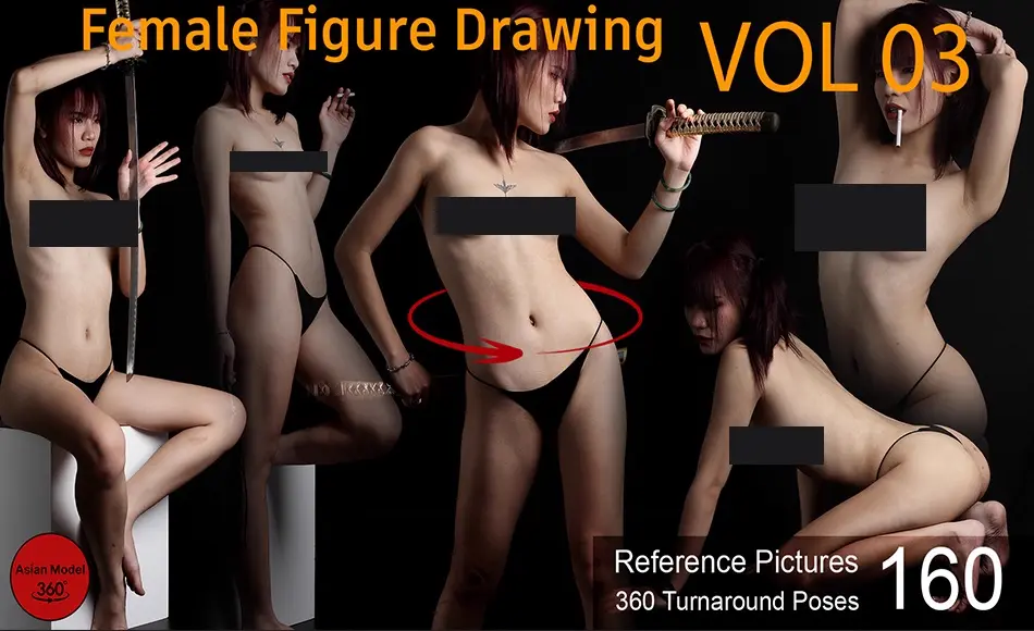 160 张人体素描写生参考图片 Female Figure Drawing – Vol 03 – Reference Pictures
