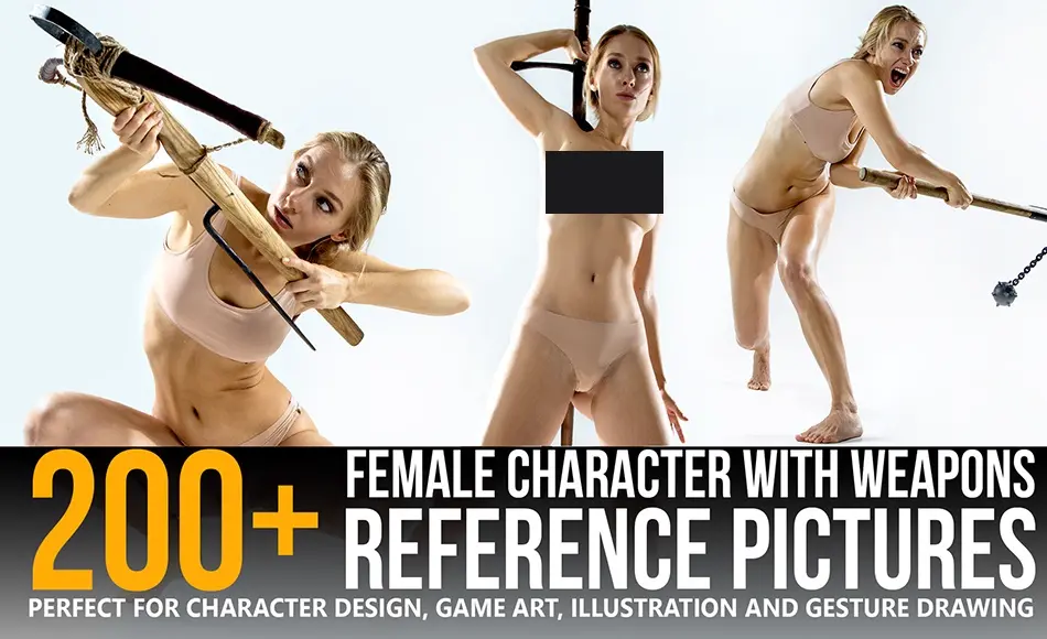 200 张女性角色格斗动作参考图片 200+ Female Character with Weapons – Reference Pictures