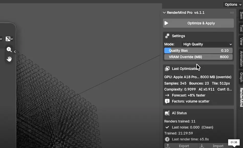 Blender插件 – 能够学习场景的神经网络 RenderMind Pro v6.1.1 ~ The Neural Network That Learns Your Scenes
