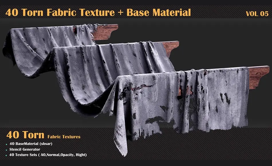 40 种撕裂布料纹理 40 Torn Fabric Texture – VOL 05