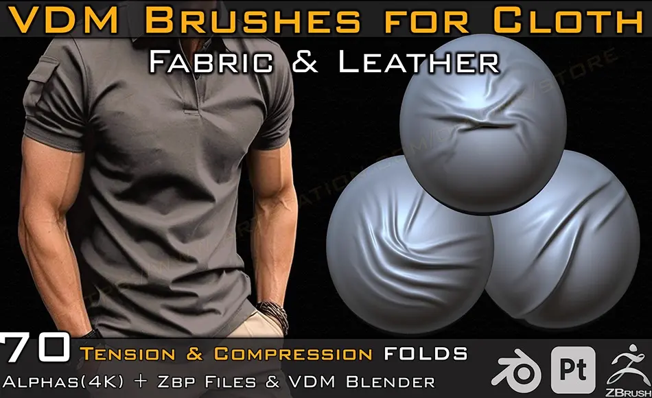 70 款布料笔刷 70 VDM Brushes Cloth Leather & Fabric Brushes