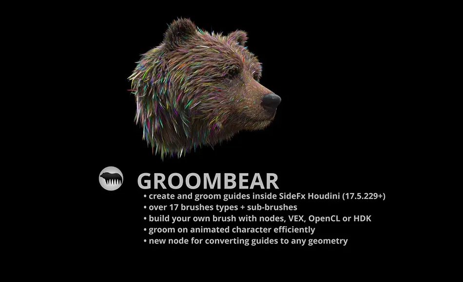 Houdini插件 – 毛发制作插件 GroomBear – grooming toolkit for Houdini
