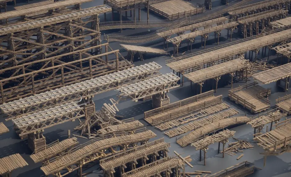 【UE4/5】模块化木桥 Wooden Bridges Optimized
