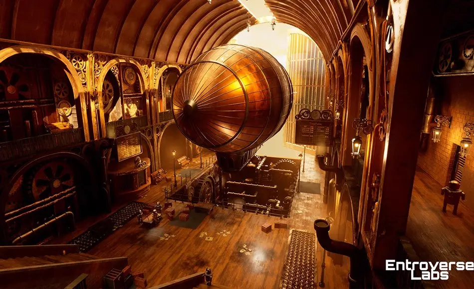 【UE5】蒸汽朋克齐柏林飞艇站 Steampunk Zeppelin Station – Victorian Airship Terminal Modular Environment