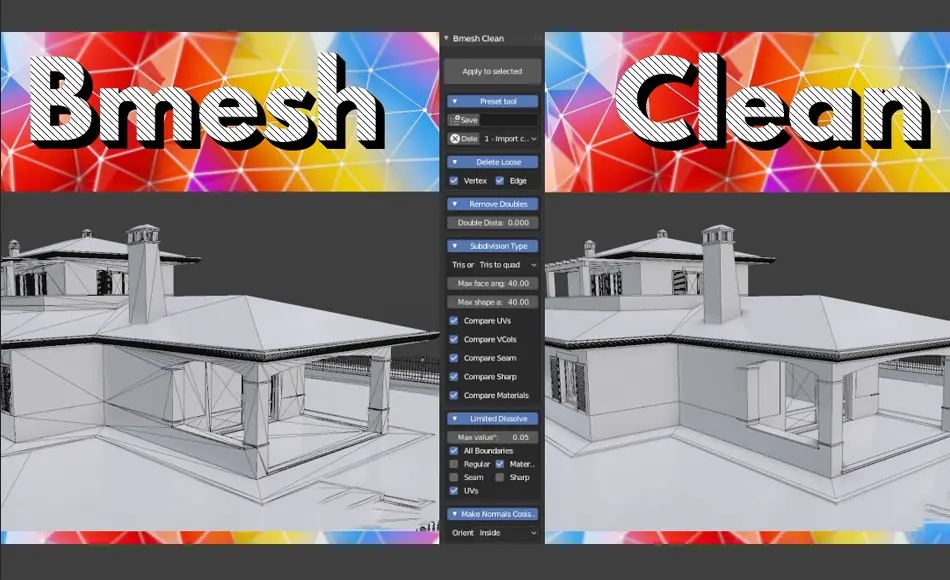 Blender插件 – 模型清理工具 Bmesh Clean Add-On