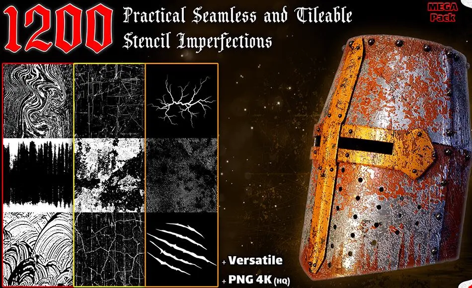1200 张手绘无缝瑕疵贴图纹理 1200 Hand Painted Alpha Seamless and Tileable Stencil Imperfections – Vol 11