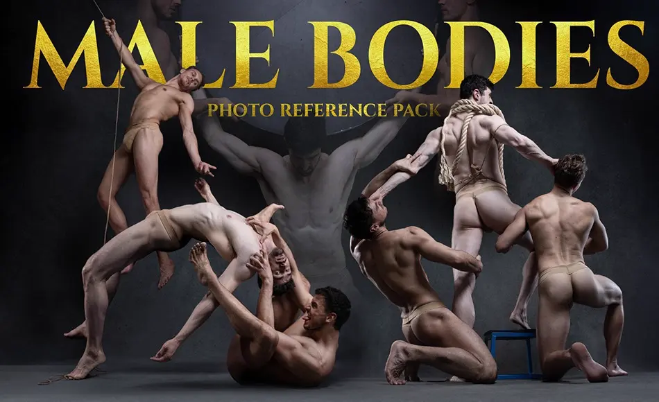 163 张男性人体参考照片 Male Bodies – Reference Photo Pack For Artists 163 JPEGs noAI