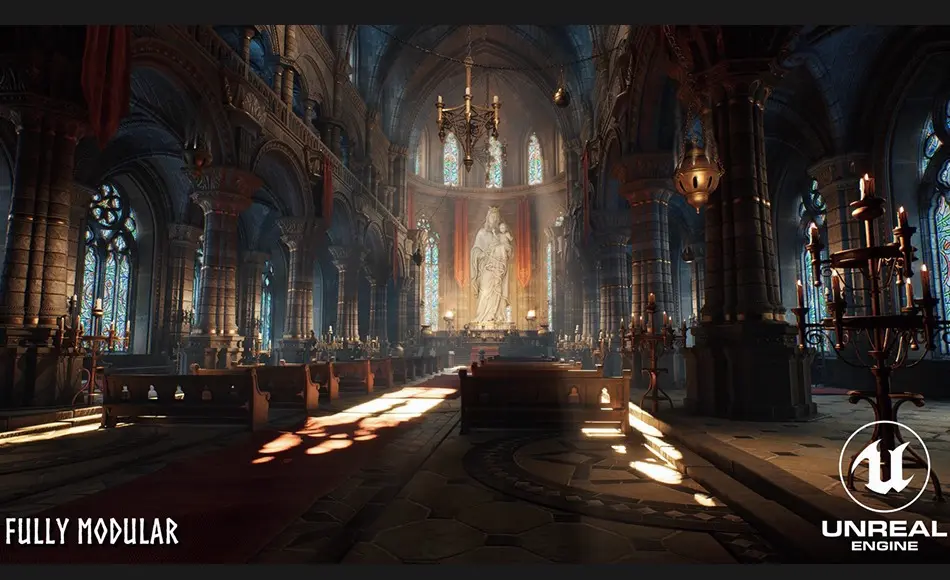 【UE5】模块化大教堂 Modular Cathedral (Gothic Cathedral, Modular Cathedral, Victorian Cathedral)