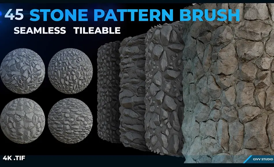 45 种石头纹理笔刷 45 Stone Pattern Brush