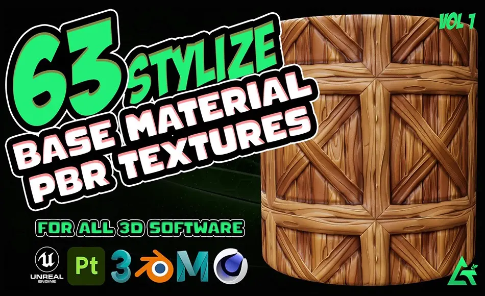 63 组风格化基础材质 63 Stylized Base Material +PBR Texture / Substance 3D painter and all 3d software