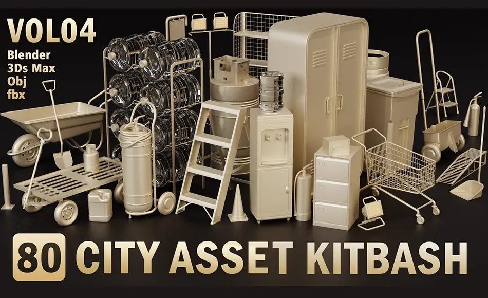 80 个城市资产套件 80 City Asset Kitbash 80 个城市资产套件 80 City Asset Kitbash