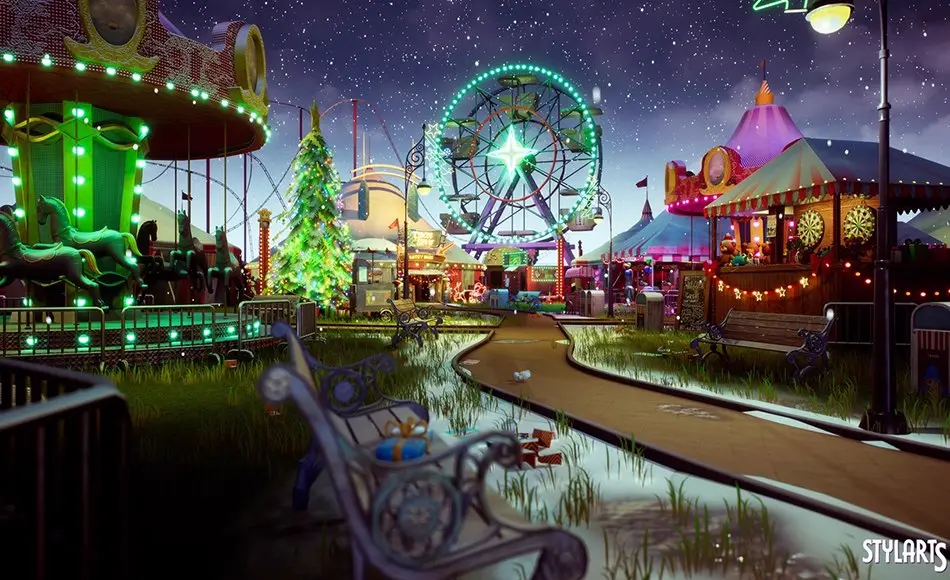 【UE5】风格化圣诞游乐园 Stylized Christmas Amusement Park ( Stylized Christmas Amusement Christmas 3D )